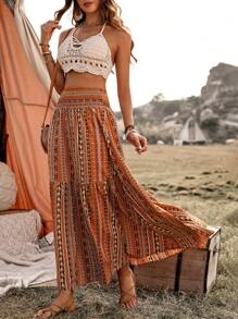 Breezaya Women's Geometric Pattern Holiday Skirt Maxi Women Outfit Fall Cloth For Women - Multicolor - View 3