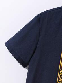 Tween Boy'S Casual Collared Geometric Pattern Jacquard Woven Shirt - Blue - View 12