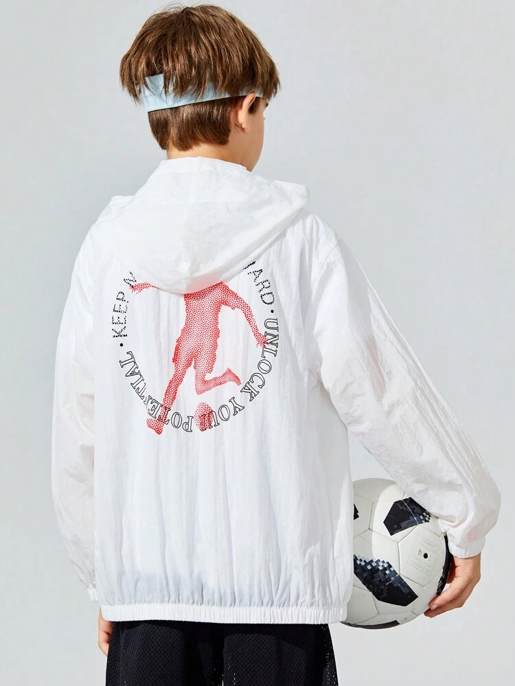 Tween Boys' Loose Fit Casual Hooded Sports Sweatshirt With Printed Long Sleeve