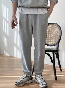 DAZY Men Letter Graphic Drop Shoulder Sweatshirt & Joggers - Grey - View 7