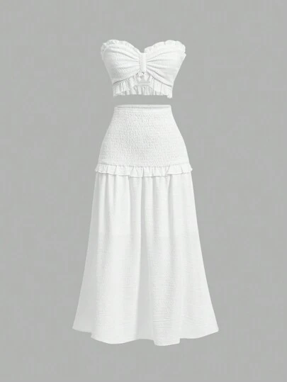 SHEIN MOD 女士纯色休闲两件套