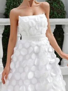 SHEIN Belle Lace Up Back, 3d Decorated Wedding Dress - White - View 7