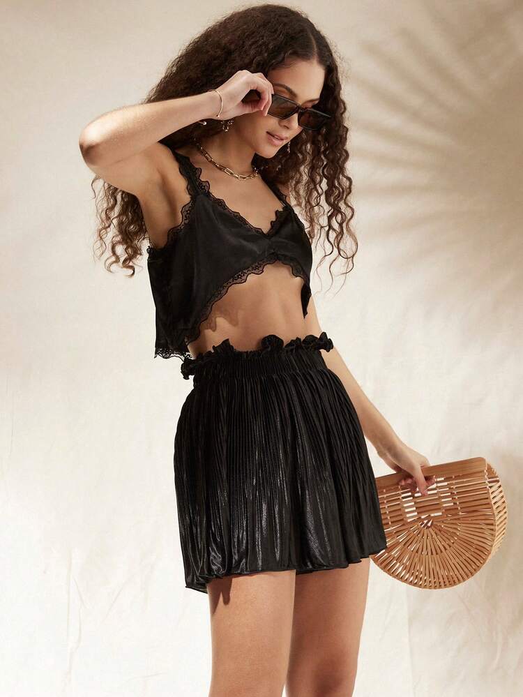 Women's Plain Pleated Casual Shorts