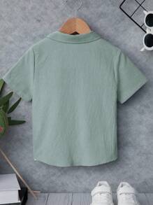 SHEIN Trẻ Con trai Giải trí Thoải mái Ngắn tay Áo sơ mi - màu xanh lá - Xem 2