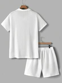 Manfinity VCAY Ensemble Polo Et Short À Manches Courtes Et Col En V Pour Hommes