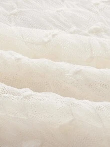 SHEIN MOD Semi-Sheer Lace Top With Flare Sleeve And Tie Detail - Apricot - View 4