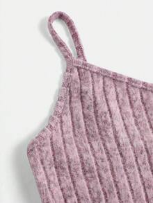 SHEIN Teen Girl's Vacation Ribbed Knit Cami Top - Dusty Purple - View 3