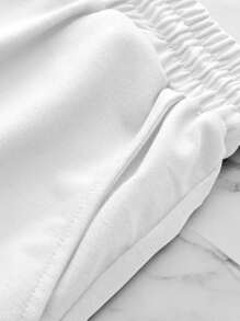 Aesthetic Post 男款數字印花籃球短褲 - 白色 - 查看 3