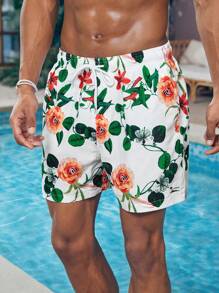 Manfinity KASUA Men's Floral Printed Beach Shorts - Green - View 4