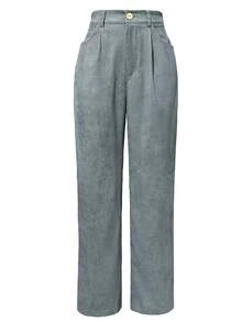 Đúng mốt Vải to sợi Túi Giải trí Dài Quần - Xám - Xem 5