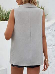 SHEIN LUNE Shawl Collar Suit Vest Coat - Grey - View 2