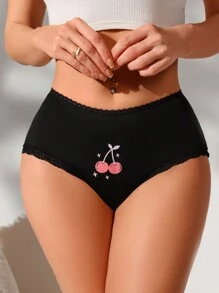 女士卡通印花中高腰三角褲 - 彩色 - 查看 3