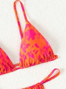 Swim Mod Women's Full Print Ruffles Two-Piece Bikini Set Summer Beach - Multicolor - View 4