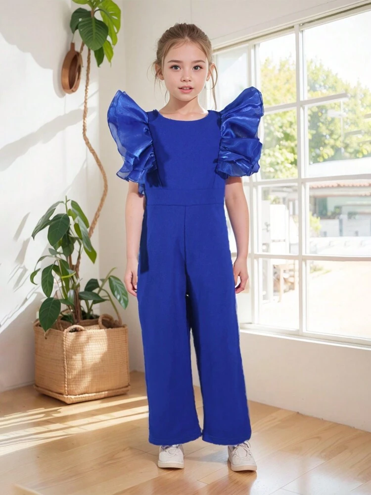 Little Girls' Exaggerated Ruffle Hem Jumpsuit