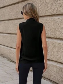 Solivie Women's Sleeveless Shirt With Frill Trim