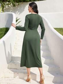 Modelyn Kim loại Lỗ & Tua Nghệ Embellished Đầm - màu xanh lá - Xem 2
