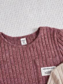 SHEIN 多件式休閒格紋細節圓領洋裝適合青少年女孩 - 彩色 - 查看 5