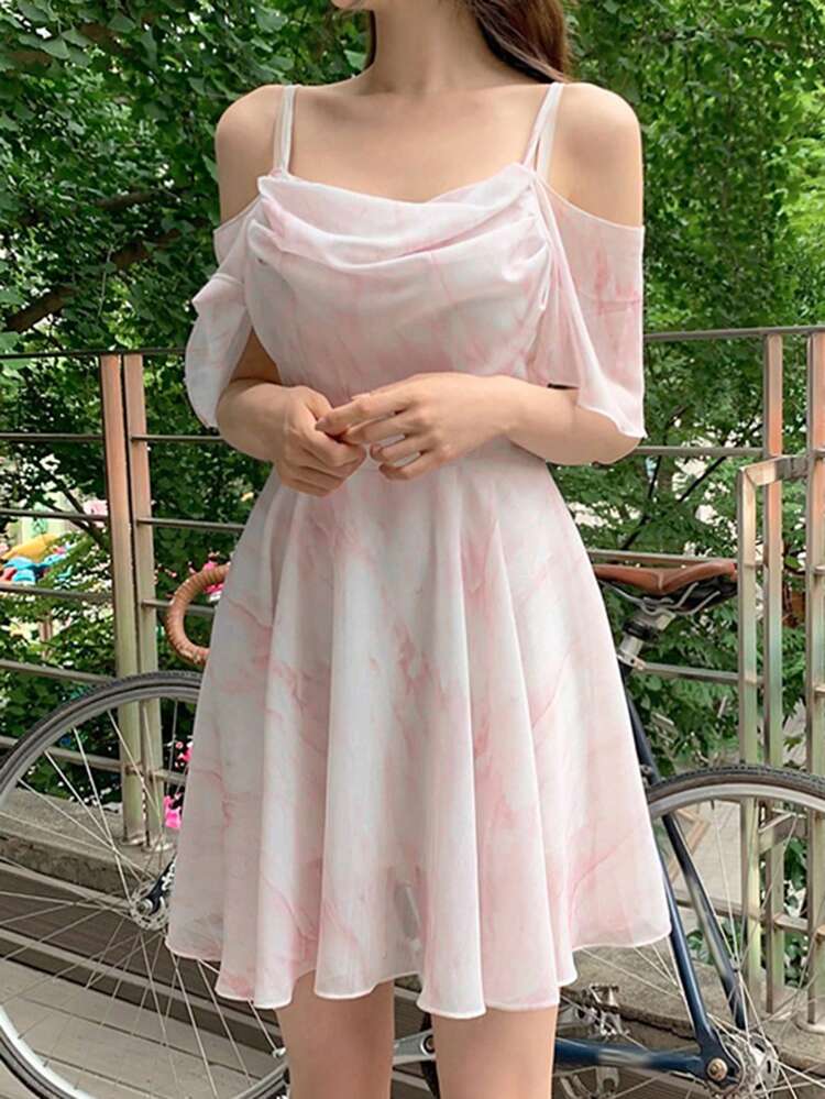 Women's Crinkle Design Spaghetti Strap Dress Sundress,Casual Women Dresses Cocktail Dress