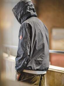 男士戶外打蠟夾克,薄款防風外套 - 灰色 - 查看 2