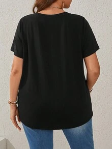 EMERY ROSE Kích thước lớn Của phụ nữ Bồ công anh In Ngắn tay Áo thun - màu đen - Xem 2