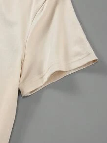 INAWLY 女蜘蛛字母印花短袖 T 卹 - 卡其色 - 查看 4