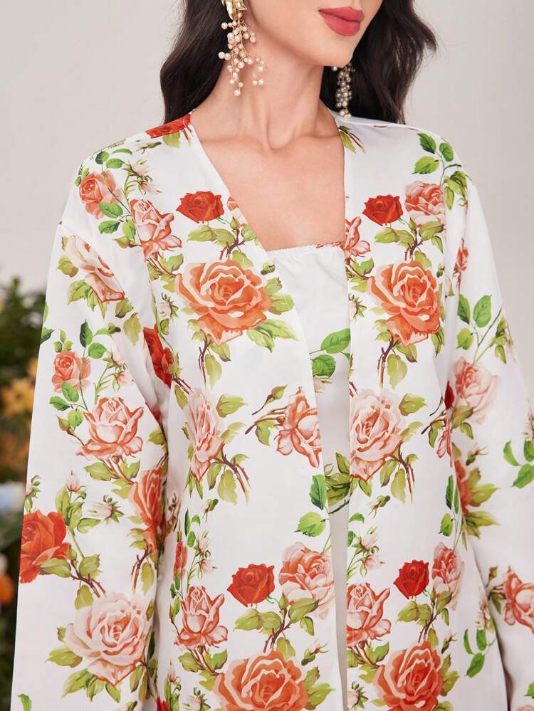 Flower Printed Strapless Dress And Jacket Two-Piece Set 2 Piece Set