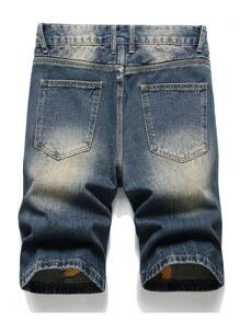 Tween Boy Summer Casual Ripped Denim Shorts - Dark Wash - View 2