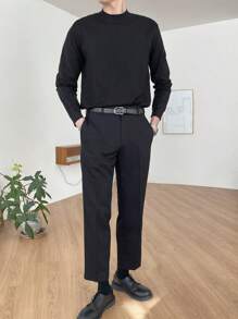 DAZY 男士纯色立领高领毛衣 - 黑色 - 查看 4