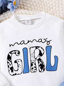 SHEIN Tween Girl Text Printed Sweatshirt & Printed Jeans Set For Spring/Summer - Multicolor - View 6