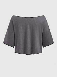 ROMWE Goth Camiseta De Calavera Con Hombros Descubiertos Para Mujer - Gris Oscuro - Ver 2