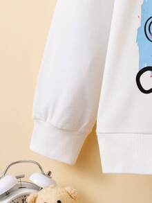 青春期女孩熊和字母印花連帽衫 - 白色 - 查看 5