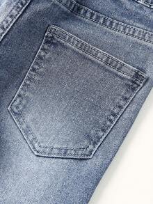 Trẻ Cô gái Frayed + Ngựa Thủ công + Pha lê Đồ trang trí Quần jean - Rửa trung bình - Xem 4