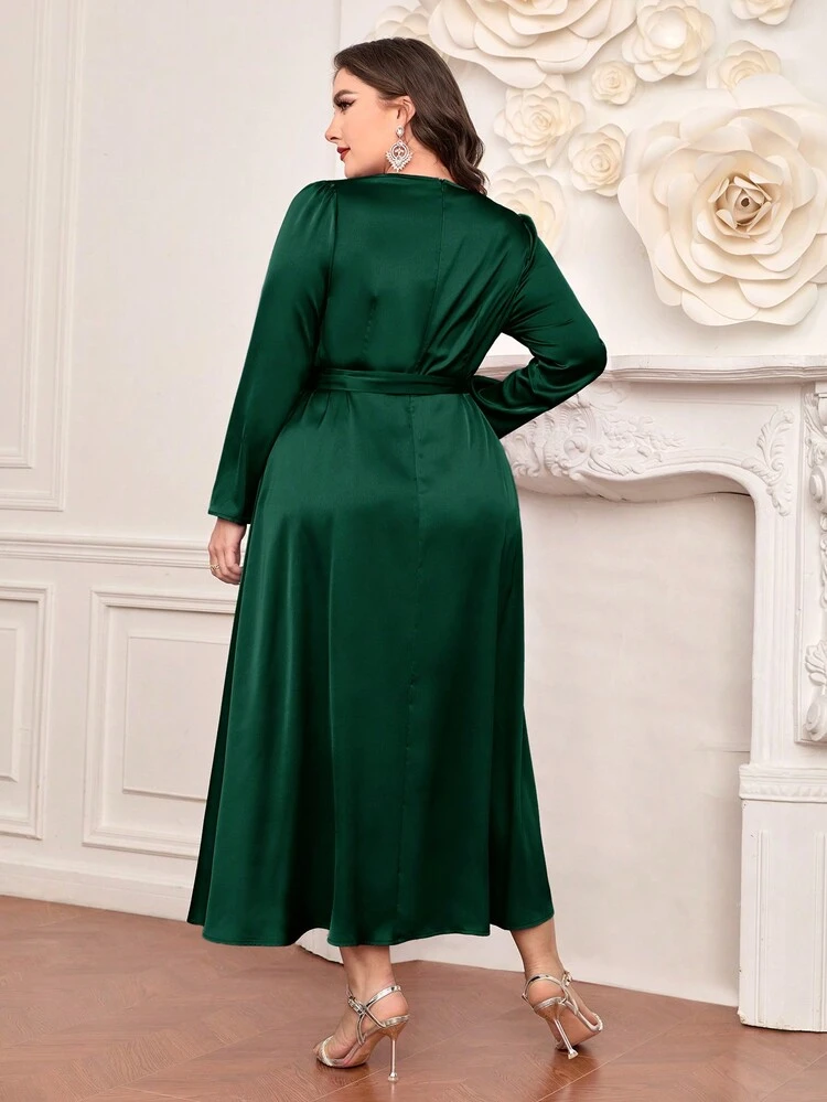 Plus Size Glitter Fringe Long Sleeve Dress