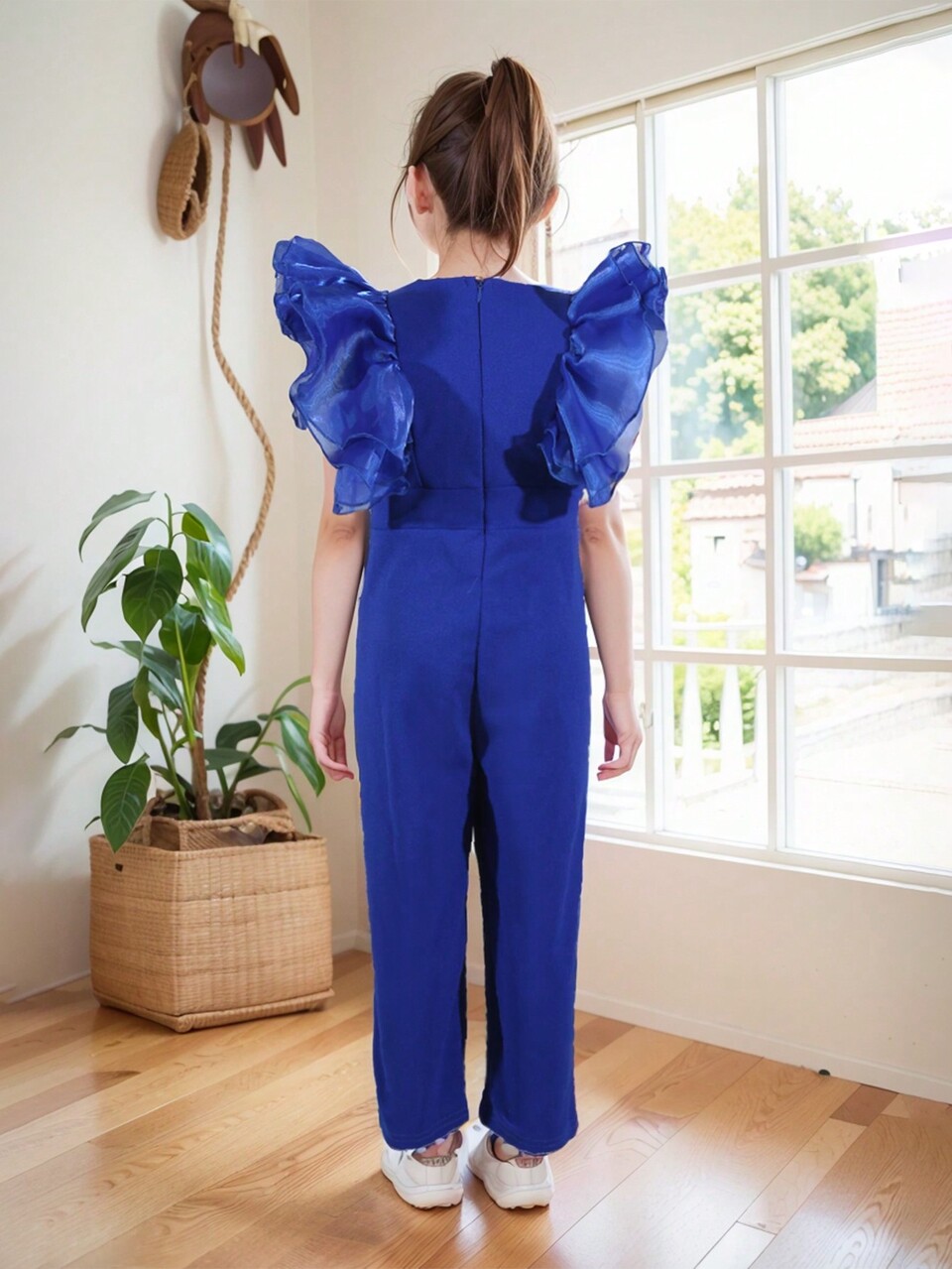 Young Girl Exaggerated Ruffle Hem Jumpsuit