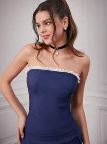 Forever 21 女士彩色拼接無肩a字裙,帶有皇族的外觀 - 藍色 - 查看 6