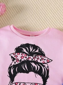 SHEIN 青少女人偶圖案T恤和圖形印花褲子 - 彩色 - 查看 6