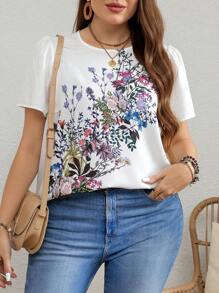 SHEIN LUNE Plus Size Flower Printed Shirt