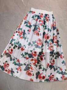 SHEIN Unity Plus Size Women's Floral Printed Skirt Fall Cloth For Women - Multicolor - View 1