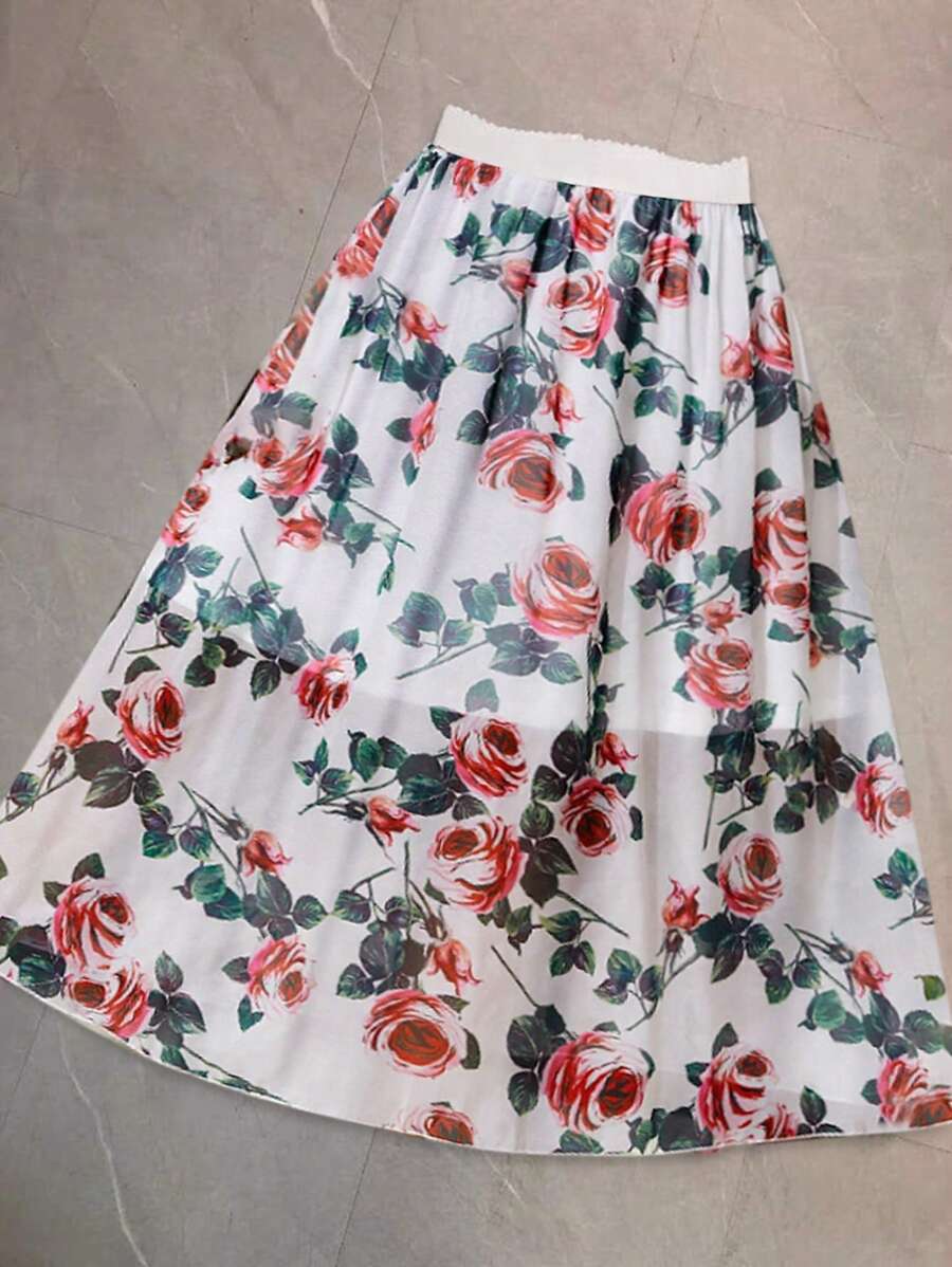 SHEIN Unity Plus Size Women's Floral Printed Skirt Fall Cloth For Women - Multicolor - View 1