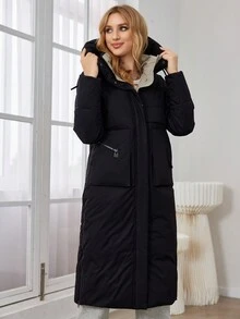 GASMAN Women's Hooded Long Sleeve Padded Coat With Zipper Hem