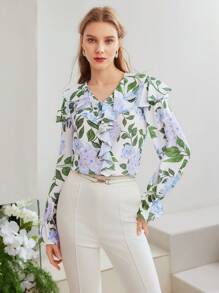 MOTF PREMIUM SILK LIGHTWEIGHT RUFFLE TRIM BLOUSE - Multicolor - View 4