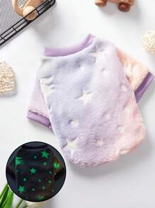 PETSIN (With Night Light) Starry Gradient Color Print Flannel Pet Clothes, Without Hat, Purple, 1 Piece - Multicolor - View 1
