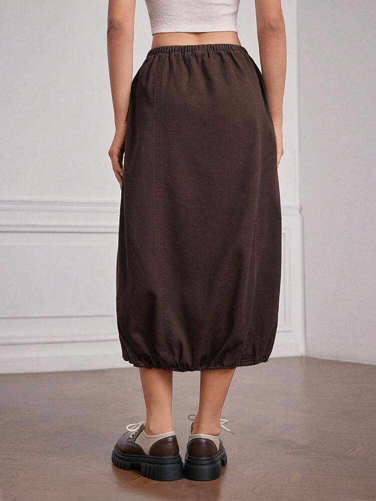 Women's Solid Color Side Slit Skirt