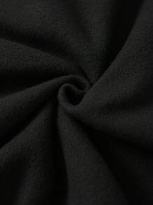 SHEIN EZwear 加大尺碼女款寬鬆卡通圖案連帽衫 - 黑色 - 查看 3