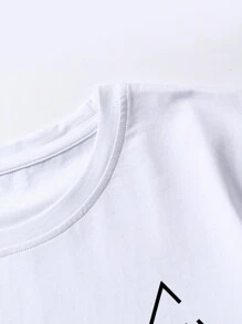 Manfinity Homme Men's Printed Short Sleeve T-Shirt In Geometric Pattern - White - View 3