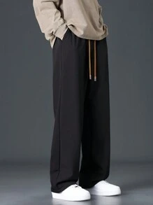 Men's Casual Thick Straight-Leg Pants, Fashionable For Autumn/Winter - Black - View 5