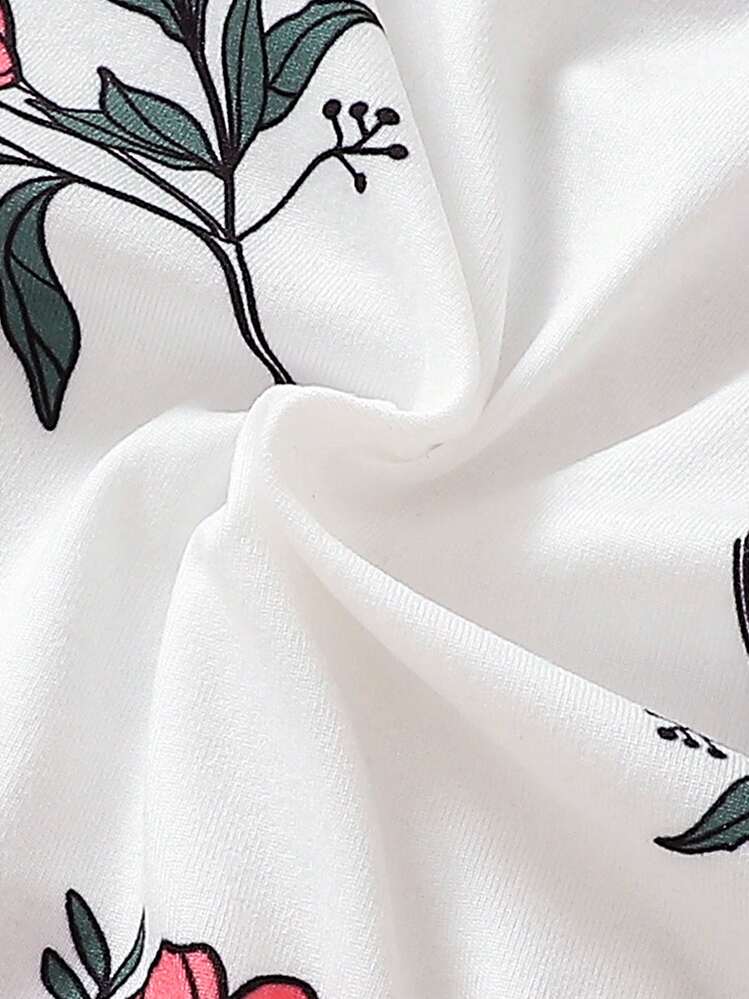 SHEIN Ranita Sin Mangas Con Estampado Floral Para Niña Joven. - Blanco - Añade 6