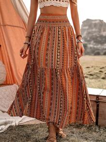 Breezaya Women's Geometric Pattern Holiday Skirt Maxi Women Outfit Fall Cloth For Women - Multicolor - View 6