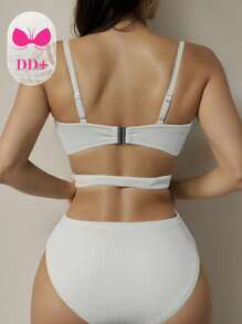 SHEIN Swim 女士镂空腰部连体吊带泳衣 带可拆卸腰带 夏季 - 米色 - 查看 3