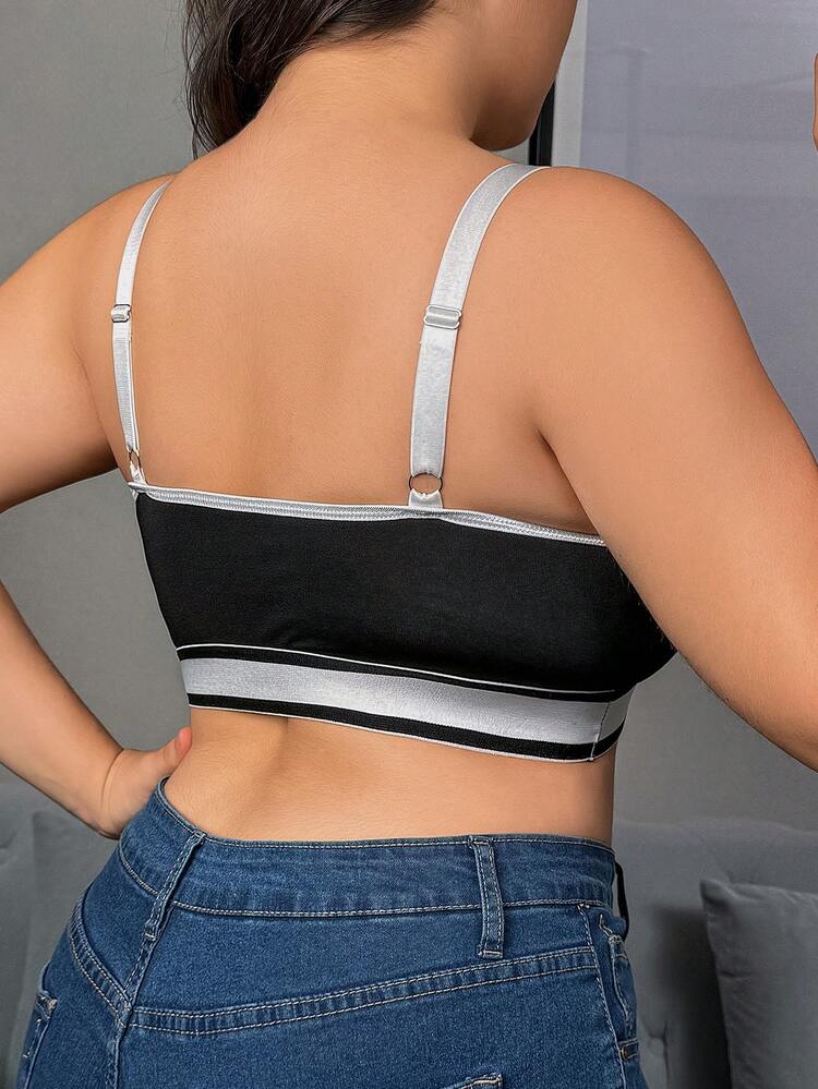 Plus Size Women's Contrast Binding Cut Out Bra